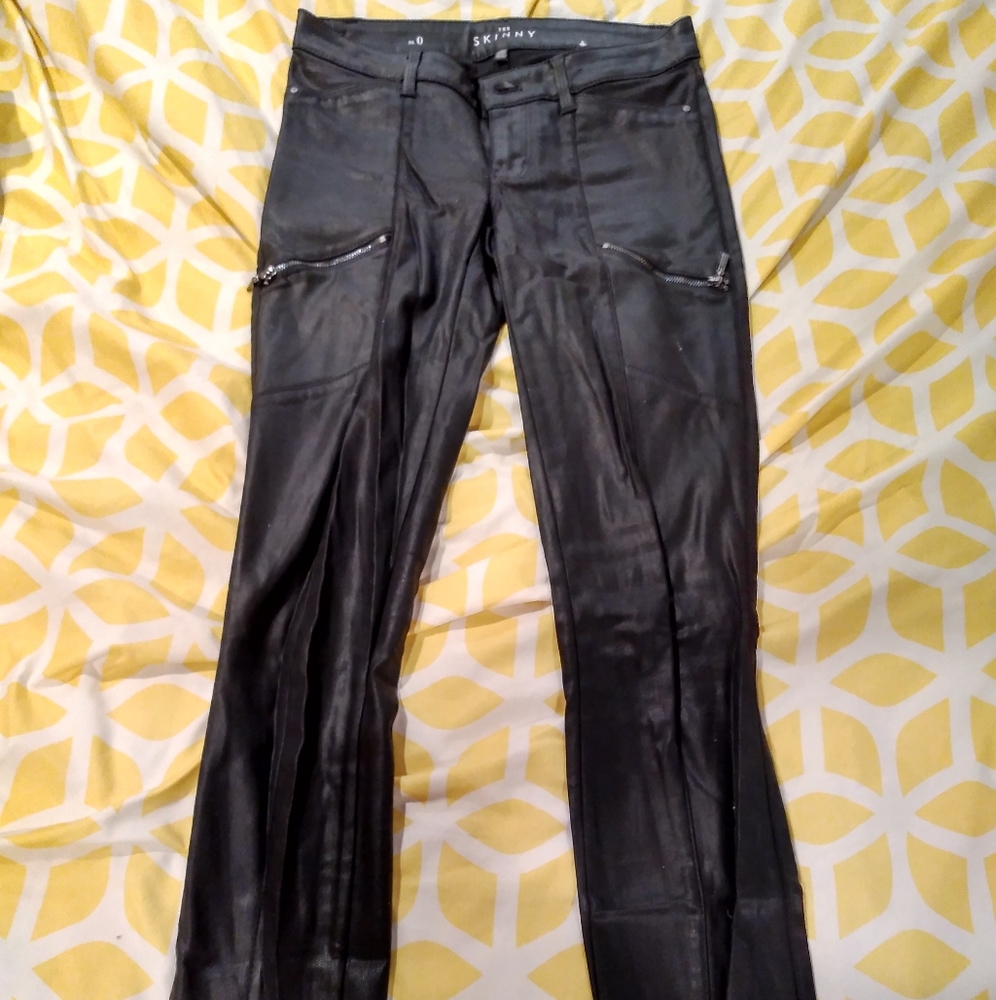 White House Black Market Black coated denim utility jeans